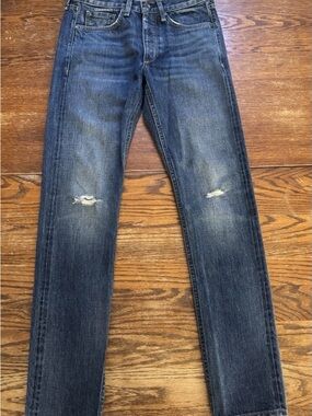 Rag and Bone Men's Slim Blue Distressed Jeans